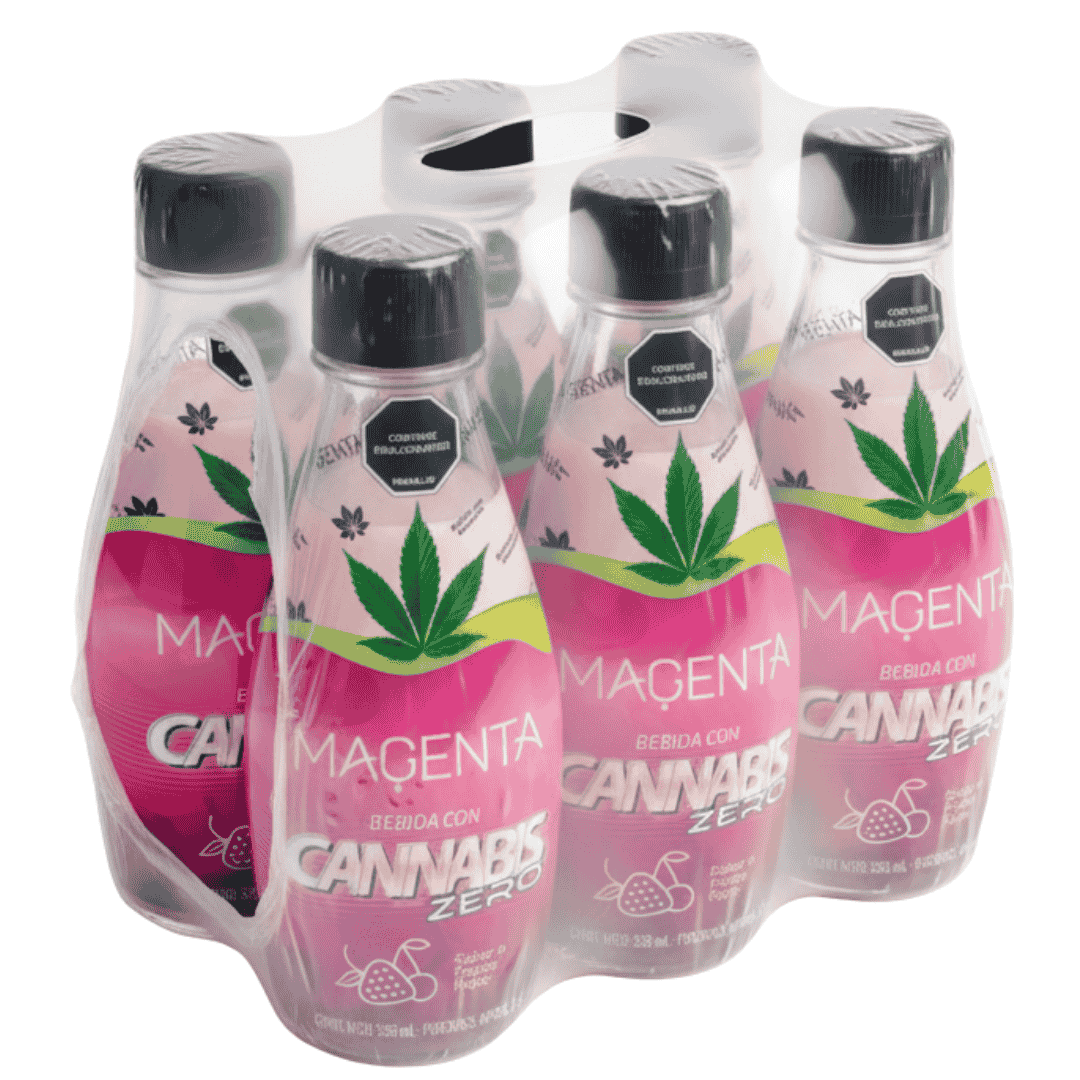 Pack X 6 Bebidas Magenta con Cannabis CBD Zero sabor frutos rojos, innovadoras y sin azúcar.