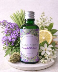 Aceite corporal Luz de Verbena de Kannalove con CBD, verbena y botánicos naturales.