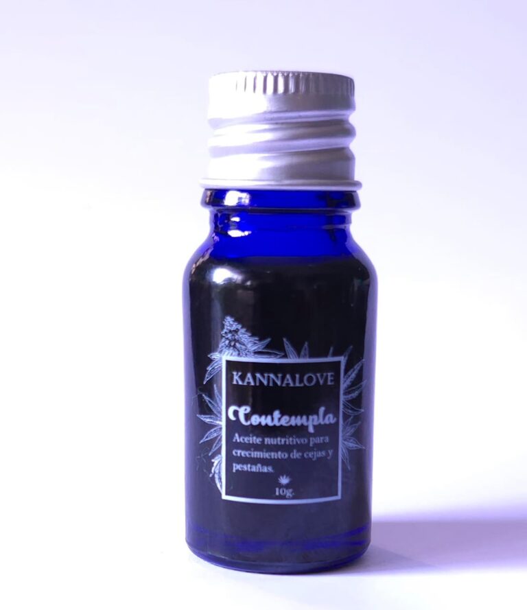 Aceite botánico Kannalove para pestañas y cejas con cannabis en frasco de vidrio