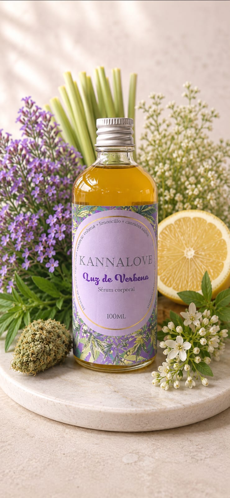 Aceite corporal Kannalove con cannabis sativa, sueños violeta 100ml, lavanda y bergamota