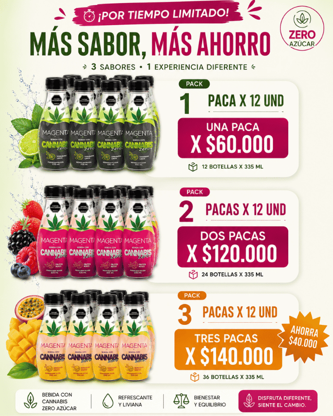Bebida funcional con cannabis zero