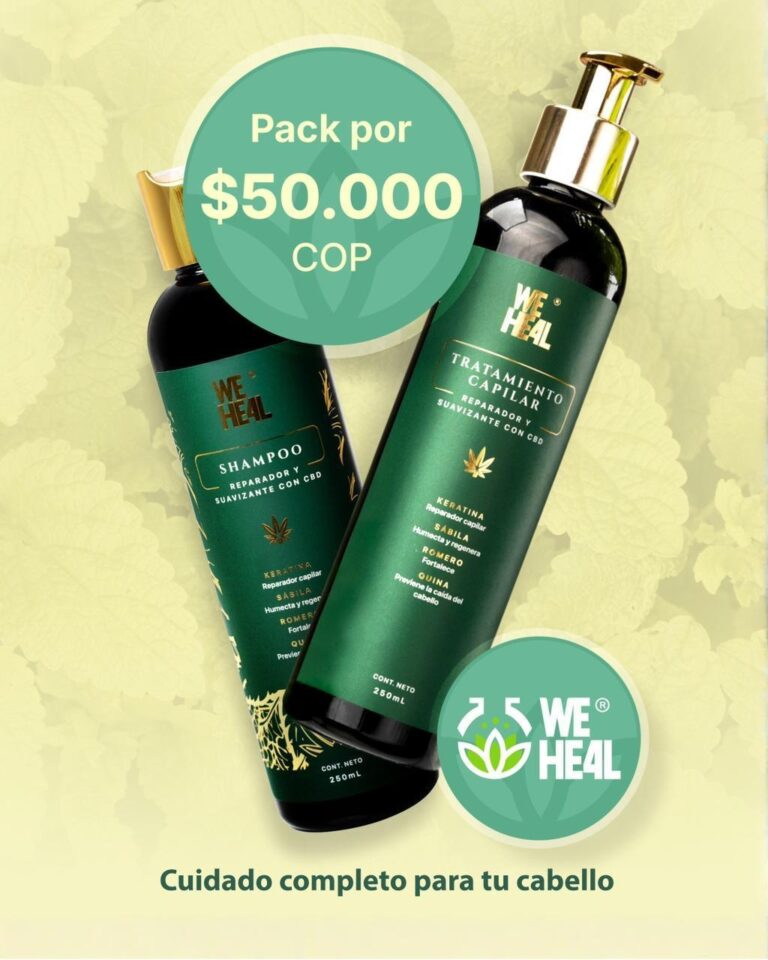 Kit Shampoo + Tratamiento Capilar Cannabis CBD WE HEAL 280 ml c/u | Reparador y Suavizante